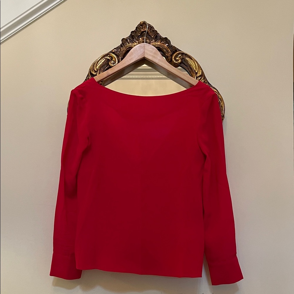 Elegant Red Club Monaco Women's Silk Top Size Small